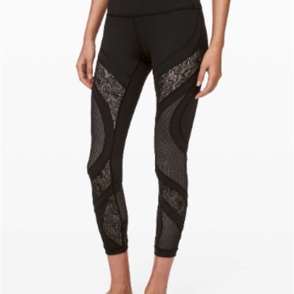 Black Lace Panel Leggings